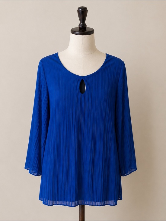 Tops - Royal Blue Sheer Pleated Top